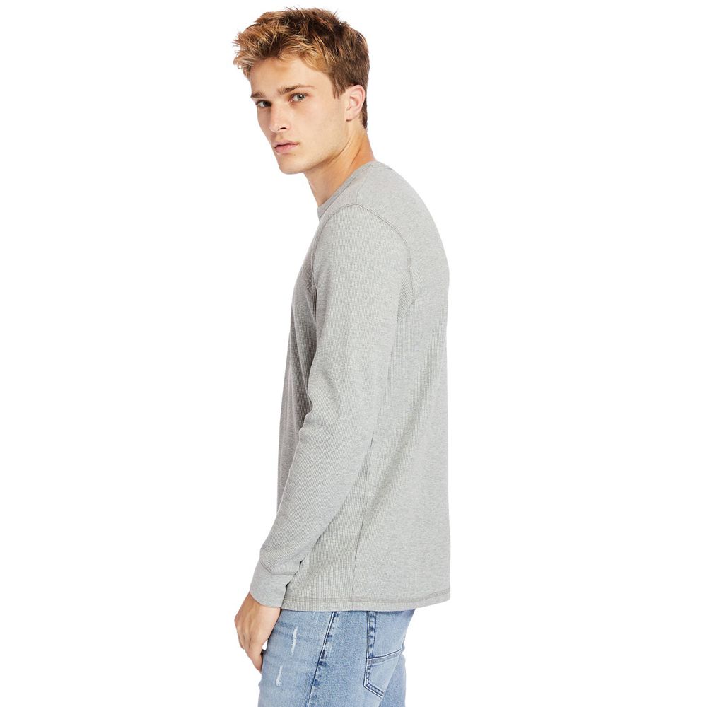 Timberland Πουκαμισα Ανδρικα Γκρι - Wharf River Waffle-Knit Crewneck - Greece 8214509-UJ